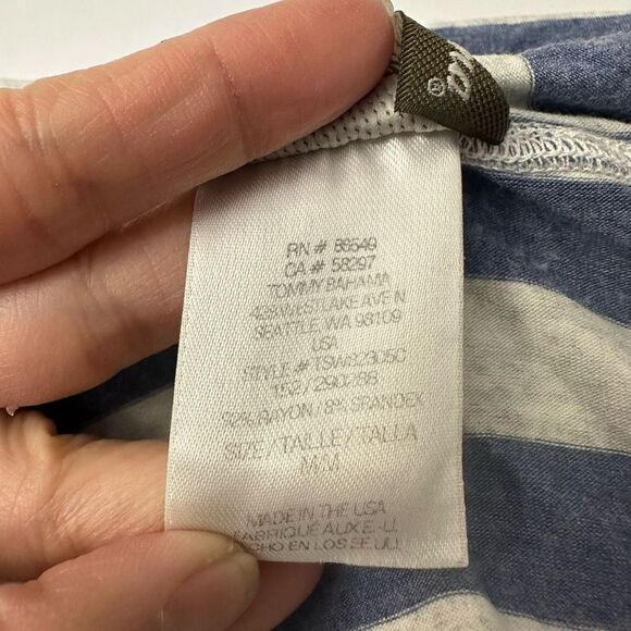 Tommy Bahama Striped Blue Longseeve Deep V Neck Cover Up Beach Hoodie sz M - Picture 6 of 8